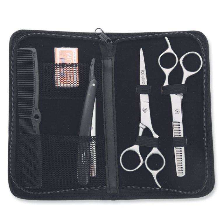 Professional hairdressing scissors kit with cutting and thinning shears