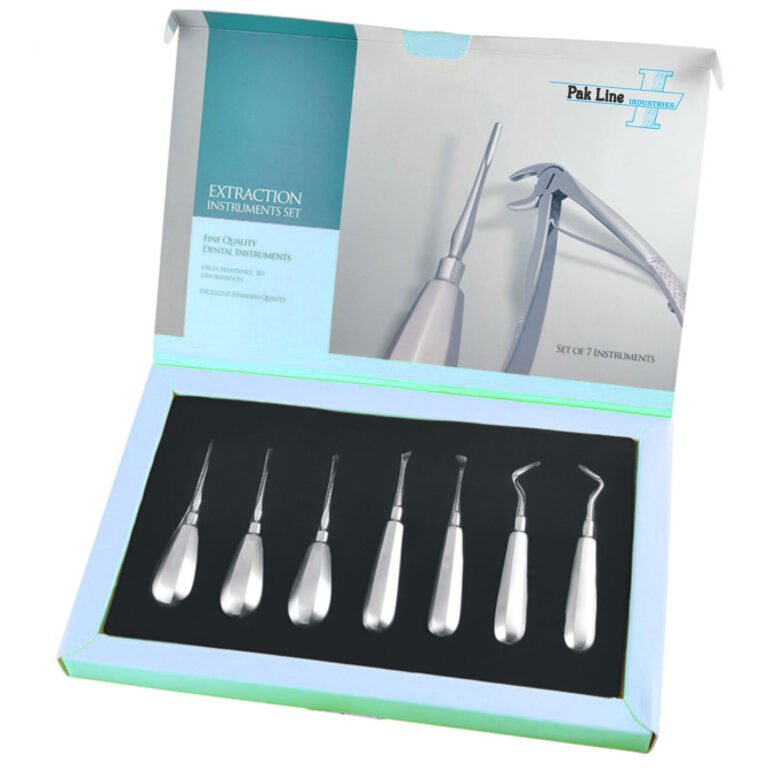 Pak Line Manufacturer 7 Piece Root Elevators Dental Extraction Set