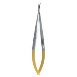 curved castroviejo needle holder tungsten carbide gold handle microsurgical suturing instrument pak line industries