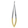 curved castroviejo needle holder tungsten carbide gold handle microsurgical suturing instrument pak line industries