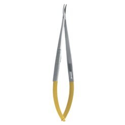 curved castroviejo needle holder tungsten carbide gold handle microsurgical suturing instrument pak line industries