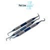 Professional 3 pcs dental scaler set with blue titanium coated stainless steel dental hygiene instruments manufactured by Pak Line Industries Pakistan