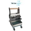 farrier tool box shoeing cart stainless steel mobile caddy with caster wheels and wooden handle pak line industries
