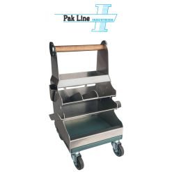 farrier tool box shoeing cart stainless steel mobile caddy with caster wheels and wooden handle pak line industries